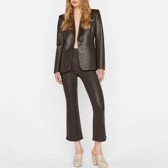 FRAME DENIM Jetset Crop Mini Boot NWT in Espresso Coated - Picture 3 of 16